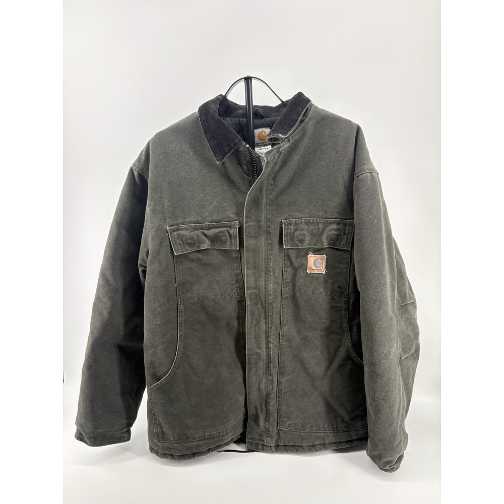 Carhartt C26 MOS Traditional Moss Green‎ Canvas Coat Work Jacket XL Reg Patina